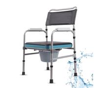 Sedia da Doccia con Schienale E Braccioli,Antiscivolo Sedia da Toilette Portatile Pieghevole con Secchio,Sedia Comodino Regolabile in Altezza Sedia WC per Anziani,Anziani Disabili (A)