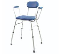 Sedia da Doccia Identités - Sgabello da Doccia Pieghevole - Blu - Acciaio - Due Braccioli Imbottiti - Altezza 91.5 cm - Larghezza 62.5 cm - Profondità 52/67 cm