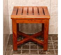 Sedia da doccia in legno resistente, panca da bagno in legno massello per anziani e disabili, sgabello antiscivolo con ripiano portaoggetti, comoda soluzione per il bagno