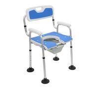 Sedia da doccia per anziani, portata di 150 kg, regolabile in altezza, con braccioli e schienale, sedia da bagno per anziani, 88 x 50 x 40 cm (blu, B)