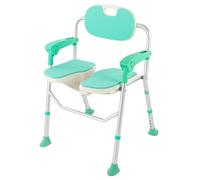Sedia da doccia pieghevole, con braccioli e schienale, antiscivolo, regolabile in altezza fino a 150 kg, per anziani, donne incinte, disabili (verde, 53 x 58 x 73 cm)