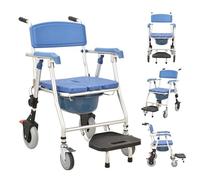 Sedia da doccia pieghevole con ruote, design 3 in 1, per anziani e disabili, impermeabile e portatile, aiuto per il bagno