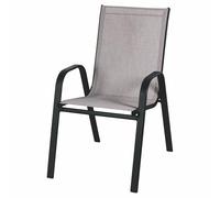 Sedia da esterno con braccioli, in acciaio al carbonio, pvc e poliestere, silver, Esté