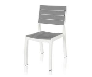 Sedia Da Esterno Senza Braccioli In Resina Effetto Legno Harmony Bianco E Grigio