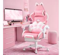 Sedia da gaming con orecchie da gatto e cuscino a forma di , sedia da computer per ragazze con poggiapiedi, sedia da gaming ergonomica, sedia da gaming kawaii, sedia da gioco reclinabile