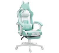 Sedia da Gaming Ergonomica con Orecchie da Gatto Poggiapiedi Retrattile e