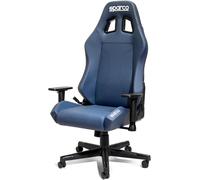 Isolamenti Sparco Sedia Ufficio Gaming Coach, Schienale Reclinabile 150°, Braccioli 2D, Supporto Lombare, Ecopelle, 60x60x100 cm (Blu Marine)