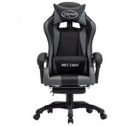 Sedia da gaming VidaXL con poggiapiedi in pelle sintetica grigia/nera