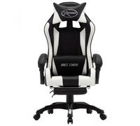 Sedia da gaming VidaXL con poggiapiedi Pelle sintetica bianca/nera