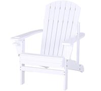 Sedia Da Giardino Adirondack In Legno Bianco, Con Porta Bicchieri, Impermeabile E AntI-Muffa, 97x72.5x93cm