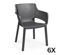 Sedia da Giardino con Braccioli Keter Elisa Grafite 6PZ - 3000470K93901