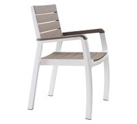 Sedia da Giardino con Braccioli Polipropilene Effetto Rattan Legno Bianco