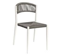 Sedia da giardino Contract impilabile in alluminio e wicker bianco Bianco-grigio