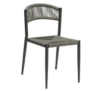 Sedia da giardino Contract impilabile in alluminio e wicker nero Nero-grigio