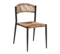 Sedia da giardino Contract impilabile in alluminio e wicker nero-paglia Di colore marrone