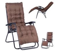 Sedia da Giardino Gravità Zero Reclinabile e Pieghevole in Acciaio e Tessuto Oxford Marrone