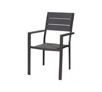 VERDELOOK | Tenerife Sedia con Braccioli Effetto Legno, 58x55 h88 cm, Grigio, Sedia per Esterno, Giardino, Terrazze