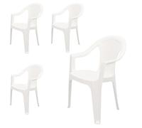 Sedia da giardino impilabile in bianco, monoblocco effetto rattan, in plastica, 4 pezzi, colore bianco