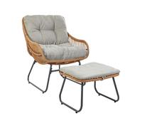 Sedia da giardino MESTRE Naturale con poggiapiedi