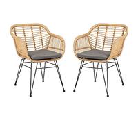 Sedia da giardino Paramo in set da 2 pezzi - Sedia in vimini in rattan sintetico, sedia da esterno con comodo cuscino da seduta, moderna sedia da pranzo