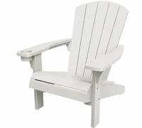 Sedia da Giardino Poltrona Keter Bianco Effetto Legno Porta Bicchiere