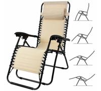 BAKAJI Sedia gravità Zero Sdraio da Giardino Poltrona Relax Pieghevole Salvaspazio Tubolari Acciaio 22mm Reclinabile Tessuto in Oxford, Mare Spiaggia Piscina Arredo Esterno (BEIGE)