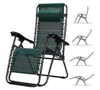 BAKAJI Sedia gravità Zero Sdraio da Giardino Poltrona Relax Pieghevole Salvaspazio Tubolari Acciaio 22mm Reclinabile Tessuto in Texilene Traspirante, Mare Spiaggia Piscina Arredo Esterno (Verde)