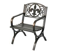 Sedia da Giardino Relaxdays, con braccioli, Extra Larga, in Metallo, Sedia Vintage, HLP: 85,5 x 60 x 56 cm, Nero/Bronzo