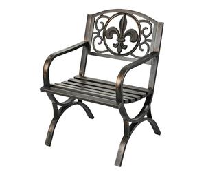 Sedia da Giardino Relaxdays, con braccioli, Extra Larga, in Metallo, Sedia Vintage, HLP: 85,5 x 60 x 56 cm, Nero/Bronzo