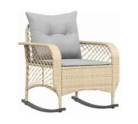 vidaXL Sedia a Dondolo da Giardino con Cuscini in Polyrattan Beige