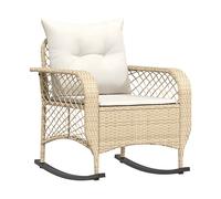vidaXL Sedia a Dondolo da Giardino con Cuscini in Polyrattan Beige