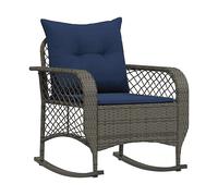 vidaXL Sedia a Dondolo da Giardino con Cuscini in Polyrattan Grigio