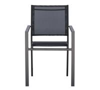 Moia Greenwood Sedia Zara Antracite Textilene Nero Braccioli Impilabile