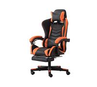 Sedia da gioco da ufficio con schienale alto regolabile e poggiapiedi per e-sport, sedia ergonomica per computer con poggiatesta e supporto lombare, blu e bianco