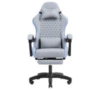 Mars Gaming MGC-X, Sedia Gaming Ergonomica, Tessuto Traspirante, Schienale Reclinabile e Altezza Regolabile, Braccioli Dinamici, Cuscino Cervicale e Lombare, Sedia Poggiapiedi Estensibile, Blu