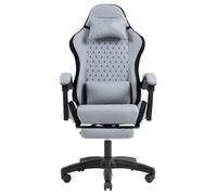 Mars Gaming MGC-X, Sedia Gaming Ergonomica, Tessuto Traspirante, Schienale Reclinabile e Altezza Regolabile, Braccioli Dinamici, Cuscino Cervicale e Lombare, Sedia Poggiapiedi Estensibile, Nero
