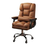 Sedia da gioco per computer Cuscino ergonomico for lo schienale centrale, supporto for la schiena lombare, sedia da scrivania for casa, sedia esecutiva regolabile in pelle PU con ruote(Bruin)