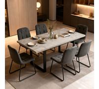 Sedia da in 6/4 pz + Tavolo da allungabile 130-170 cm estensione con piano in MDF e gambe dorate, cuscino in spugna con schienale , elegante e moderno