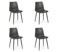 Sedia Da Interno In Ecopelle Antracite Vintage Senza Braccioli Kyra Bizzotto x4