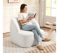 Sedia da lettura Homcom imbottita in shearling dal design curvo, imbottitura spessa, non è necessaria l'assemblaggio, crema