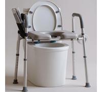 Sedia da notte per anziani con seduta imbottita e braccioli, regolabile in altezza su 5 livelli, seduta WC rialzata per trasportare fino a 136 kg