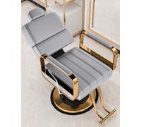 Sedia da parrucchiere per parrucchieri, reclinabile idraulica, girevole a 360°, reclinabile a 90°-130°, per beauty spa e shampoo