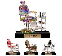 Sedia da parrucchiere personalizzata tavolo ornamenti in vetro colorato statuetta segno parrucchiere regali per le donne, nome personalizzato parrucchiere parrucchiere statuetta placca scrivania