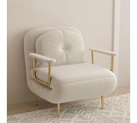 Sedia da pavimento regolabile per interni, divano letto convertibile con cuscino schienale regolabile, poltrona imbottita in tre pieghe in bianco pieghevole chaise longue per il tempo libero.