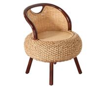 Sedia da pavimento rustica con schienale, versatile sedia ottomana per soggiorno, arredamento accogliente per la casa, soluzione confortevole per sedere