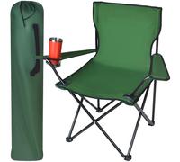 TRIZAND Sedia da pesca pieghevole da campeggio con braccioli e portabevande fino a 100 kg, pieghevole, con borsa per il trasporto, nero/grigio/verde, 23675, colore: verde