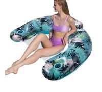 Sedia da piscina gonfiabile, a forma di foglia di palma, con supporto per bevande, galleggiante in rete | Ginnastica in PVC, divano gonfiabile, grande, monostrato per