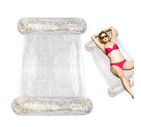 Sedia da piscina gonfiabile, amaca galleggiante con rete glitterata, accessorio per piscina pieghevole, amaca ad acqua a prova di perdite, per lago, fiumi e piscine, 51,1 x 27,5 pollici