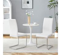 Sedia da pranzo, 2 pezzi, tavolo da pranzo, sedie da cucina, poltrona da lettura, poltrone imbottite, in poliuretano, moderne sedie laterali con robuste gambe in ferro cromato per sala da pranzo, 41,5