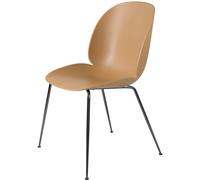 Sedia da Pranzo Beetle Base Conica Cromo Nero/ Ambra Marrone